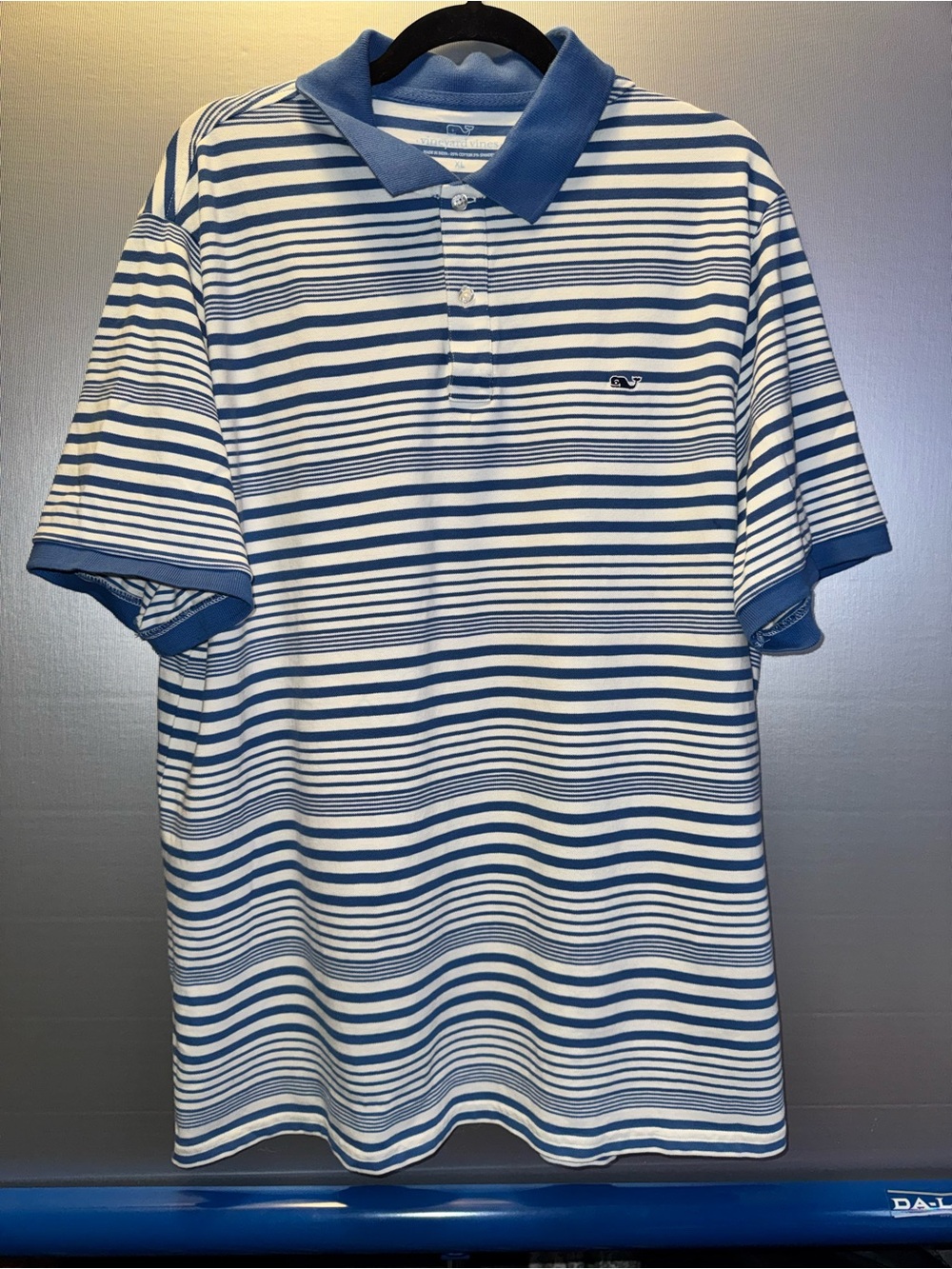 Vineyard Vines Blue and White Striped Polo